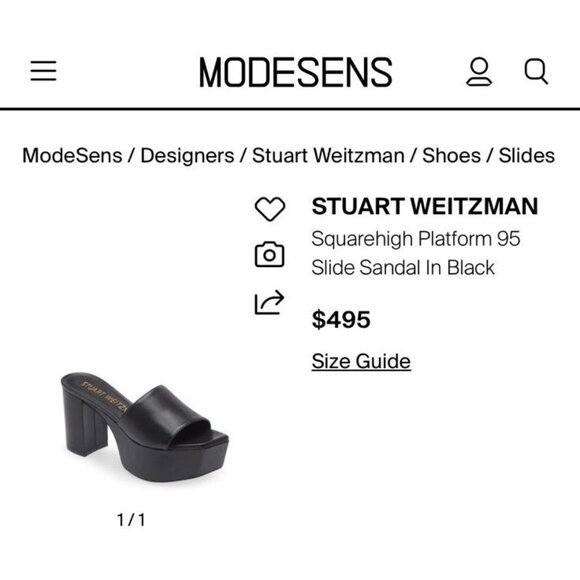 $495 Stuart Weitzman Women’s Black Leather Platform Sandals High Heels Shoes 9.5 - Picture 1 of 6